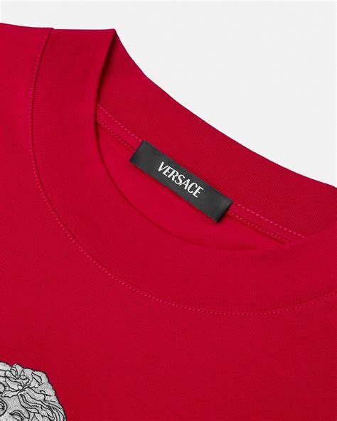 sustainable versace t shirt red|Embroidered Medusa Milano T.